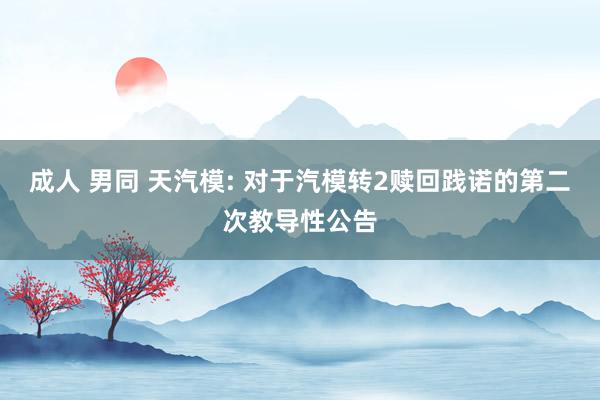 成人 男同 天汽模: 对于汽模转2赎回践诺的第二次教导性公告