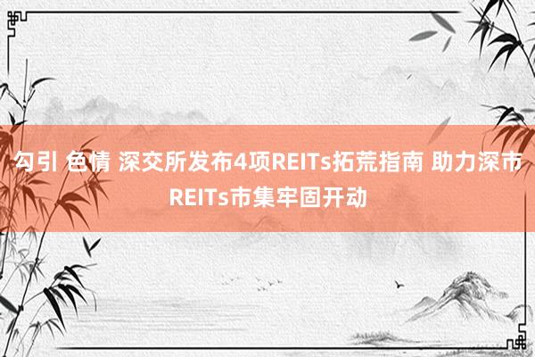 勾引 色情 深交所发布4项REITs拓荒指南 助力深市REITs市集牢固开动