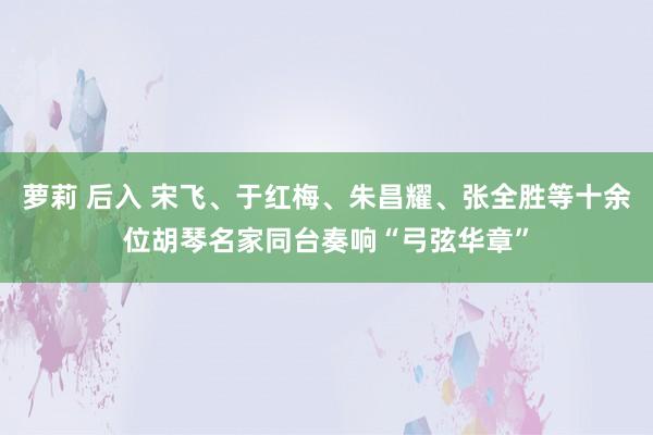 萝莉 后入 宋飞、于红梅、朱昌耀、张全胜等十余位胡琴名家同台奏响“弓弦华章”