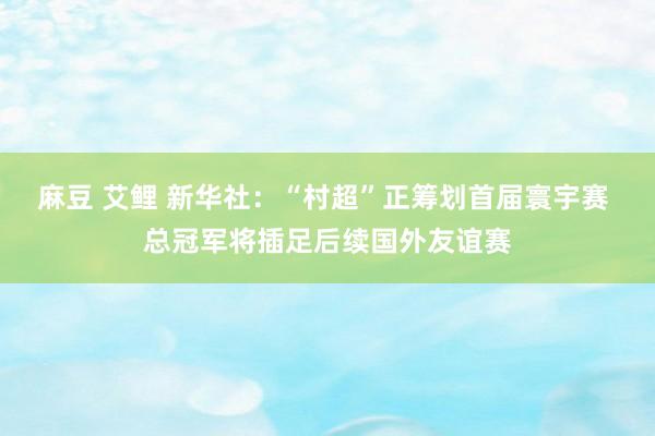 麻豆 艾鲤 新华社：“村超”正筹划首届寰宇赛 总冠军将插足后续国外友谊赛