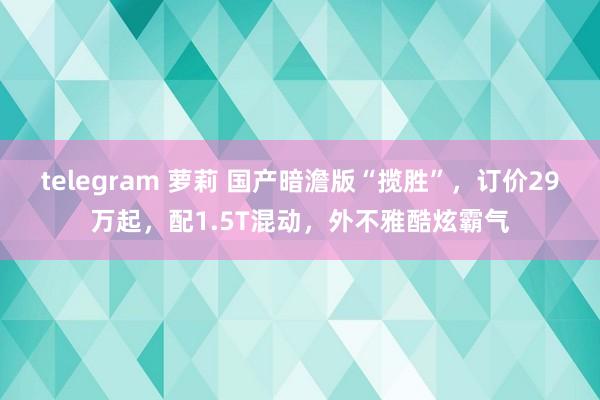 telegram 萝莉 国产暗澹版“揽胜”，订价29万起，配1.5T混动，外不雅酷炫霸气