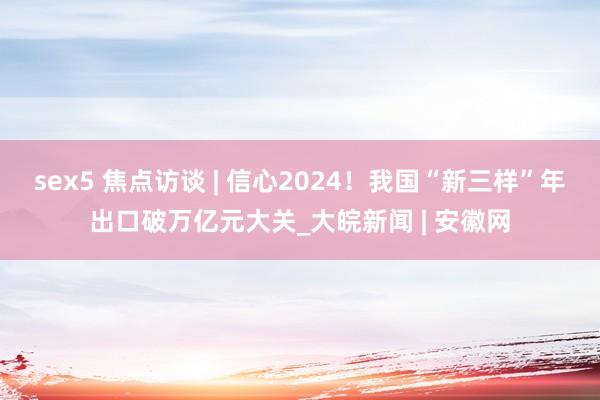 sex5 焦点访谈 | 信心2024！我国“新三样”年出口破万亿元大关_大皖新闻 | 安徽网