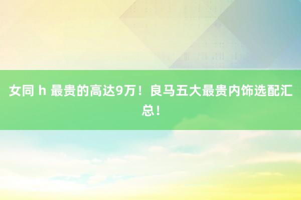 女同 h 最贵的高达9万！良马五大最贵内饰选配汇总！