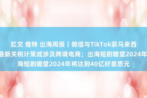 肛交 推特 出海周报丨微信与TikTok获马来西亚运营许可；墨西哥最新关税计策或涉及跨境电商；出海短剧瞻望2024年将达到40亿好意思元
