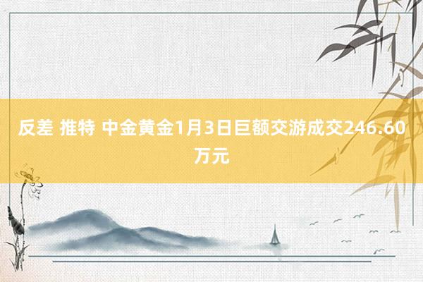 反差 推特 中金黄金1月3日巨额交游成交246.60万元
