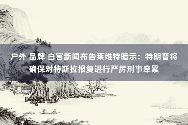户外 品牌 白宫新闻布告莱维特暗示：特朗普将确保对特斯拉报复进行严厉刑事牵累