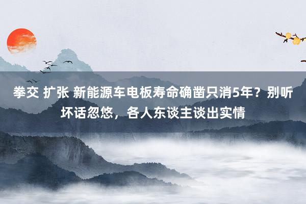 拳交 扩张 新能源车电板寿命确凿只消5年？别听坏话忽悠，各人东谈主谈出实情