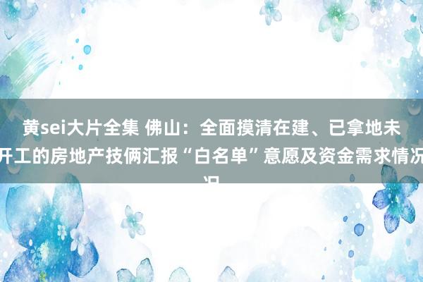 黄sei大片全集 佛山：全面摸清在建、已拿地未开工的房地产技俩汇报“白名单”意愿及资金需求情况