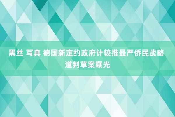 黑丝 写真 德国新定约政府计较推最严侨民战略 道判草案曝光