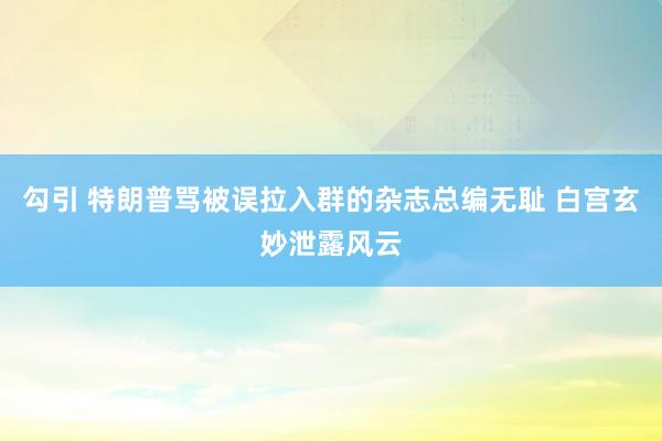 勾引 特朗普骂被误拉入群的杂志总编无耻 白宫玄妙泄露风云