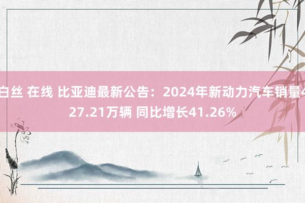 白丝 在线 比亚迪最新公告：2024年新动力汽车销量427.21万辆 同比增长41.26%