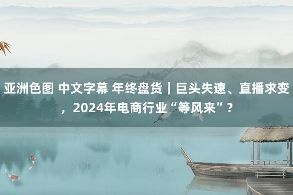 亚洲色图 中文字幕 年终盘货｜巨头失速、直播求变，2024年电商行业“等风来”？