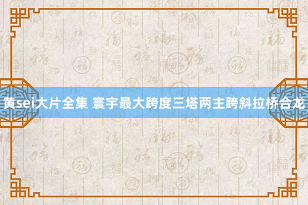 黄sei大片全集 寰宇最大跨度三塔两主跨斜拉桥合龙