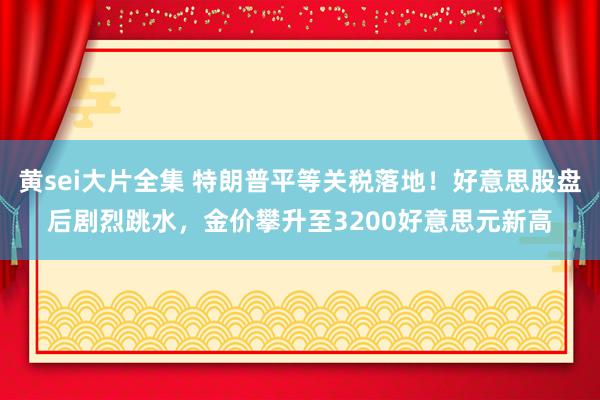 黄sei大片全集 特朗普平等关税落地！好意思股盘后剧烈跳水，金价攀升至3200好意思元新高