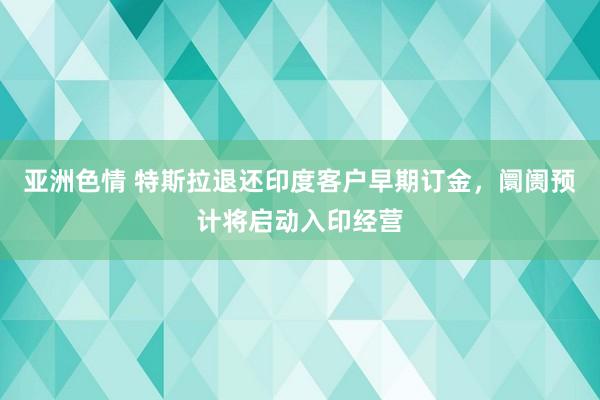 亚洲色情 特斯拉退还印度客户早期订金，阛阓预计将启动入印经营
